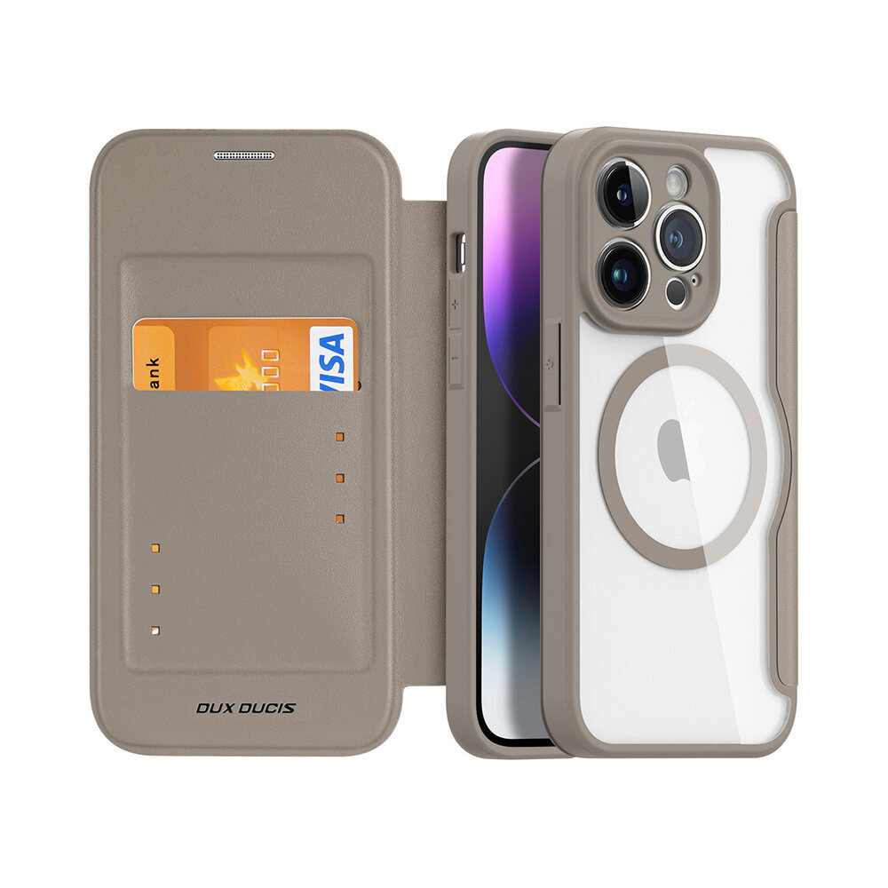 Dux Ducis Skin X Pro MagSafe folio priekš iPhone 14 Pro Max (6,7″) - Bēšs цена и информация | Telefonu vāciņi, maciņi | 220.lv