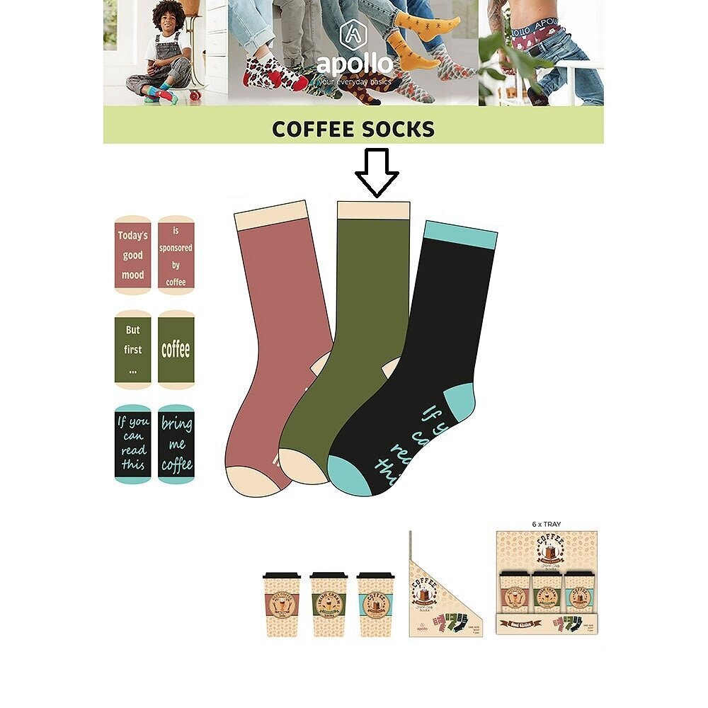 Zeķes vīriešiem kafijas krūzē Apollo Coffee socks Irich cream coffee цена и информация | Oriģinālas zeķes | 220.lv