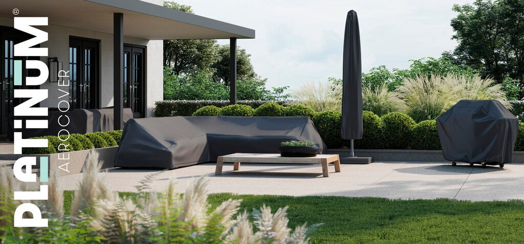 Aizsargpārvalks dārza stūra dīvānam ar platformām Platinum AeroCover 350x275x90xH30/45/70 (kreisais) cena un informācija | Krēslu paliktņi | 220.lv