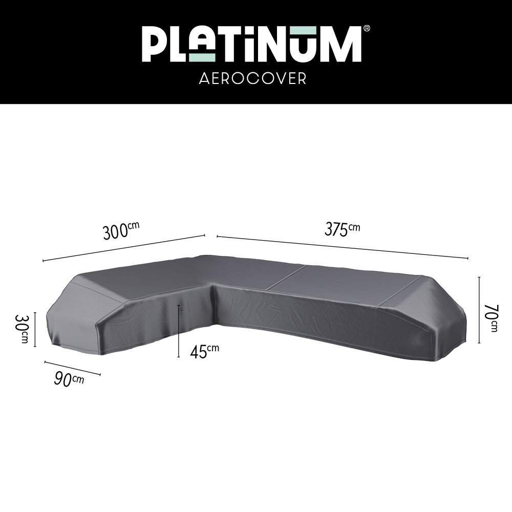 Aizsargpārvalks dārza stūra dīvānam ar platformām Platinum AeroCover 375x300x90xH30/45/70 (kreisais) cena un informācija | Krēslu paliktņi | 220.lv