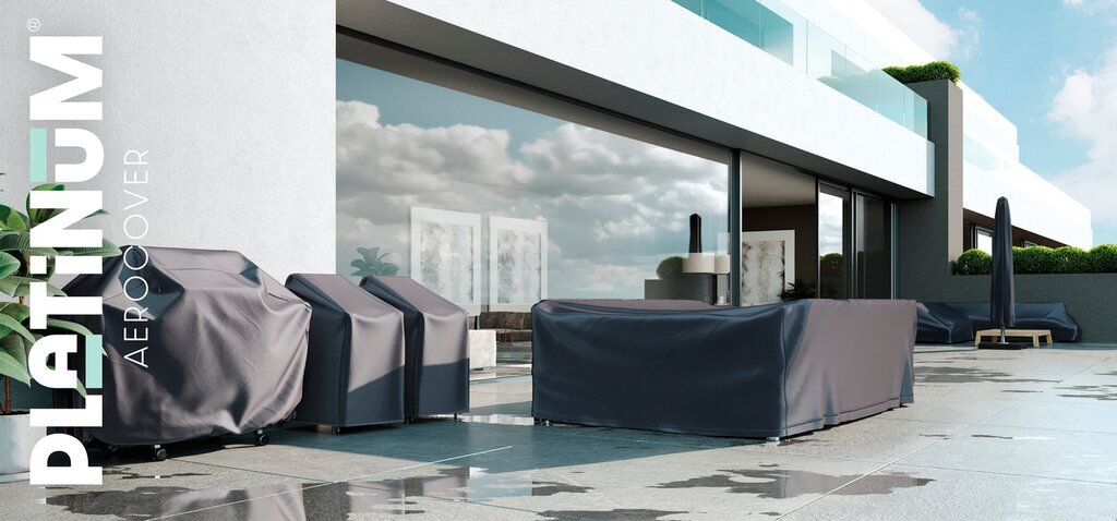 Aizsargpārvalks dārza stūra dīvānam ar platformām Platinum AeroCover 375x300x90xH30/45/70 (kreisais) cena un informācija | Krēslu paliktņi | 220.lv