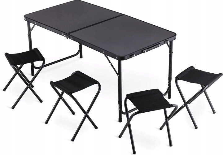 Saliekams tūristu galds ar krēsliem Outtec, 60x120x54,5 cm, melns цена и информация |  Tūrisma mēbeles | 220.lv