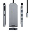 USB-разветвитель Aisens USB-C Dock 9 en 1, USB-C a 1x HDMI, 1xRJ45, 3x USB, 1x PD, 1x Audio, 1x SD, 1x Micro SD, Gris, 15 cm