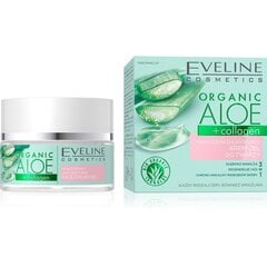 EVELINE Organic Aloe+Collagen mitrinošs, nomierinošs sejas krēms-gels 50ml cena un informācija | Sejas krēmi | 220.lv