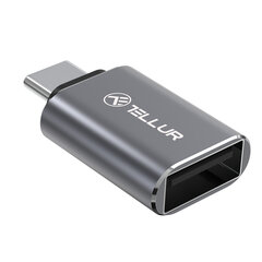 Переходник Tellur USB-C на USB-A M/F 10 Гбит/с, алюминиевый сплав 3A цена и информация | Адаптеры и USB разветвители | 220.lv