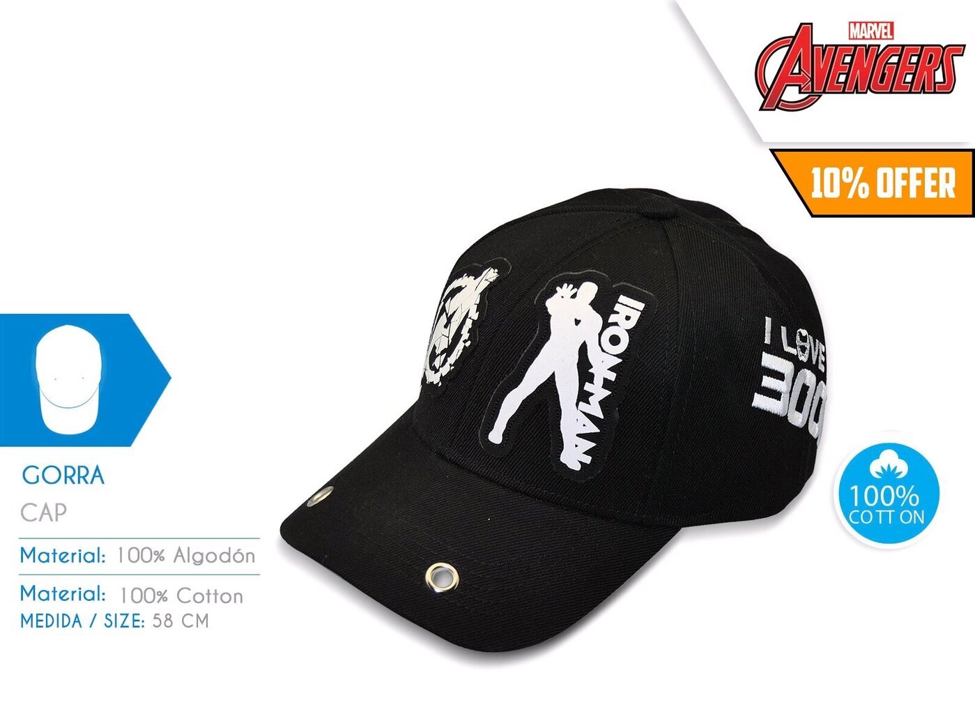 Avengers beisbola cepure MV15739 cena un informācija | Cepures, cimdi, šalles zēniem | 220.lv
