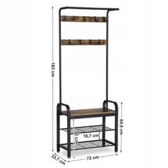 Drēbju pakaramais ar apavu nodalījumu, 72x183x33,7cm, brūns/melns cena un informācija | Drēbju pakaramie | 220.lv