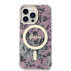 Guess PC|TPU Flowers IML MagSafe Compatible Case for iPhone 13 Pro Pink cena un informācija | Telefonu vāciņi, maciņi | 220.lv