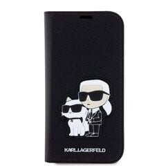 Karl Lagerfeld PU Saffiano Karl and Choupette NFT Book Case for iPhone 12|12 Pro Black cena un informācija | Telefonu vāciņi, maciņi | 220.lv
