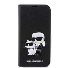 Karl Lagerfeld PU Saffiano Karl and Choupette NFT Book Case for iPhone 13 Pro Max Black cena un informācija | Telefonu vāciņi, maciņi | 220.lv