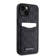 Karl Lagerfeld Saffiano Monogram Card Slot Case for iPhone 14 Black cena un informācija | Telefonu vāciņi, maciņi | 220.lv