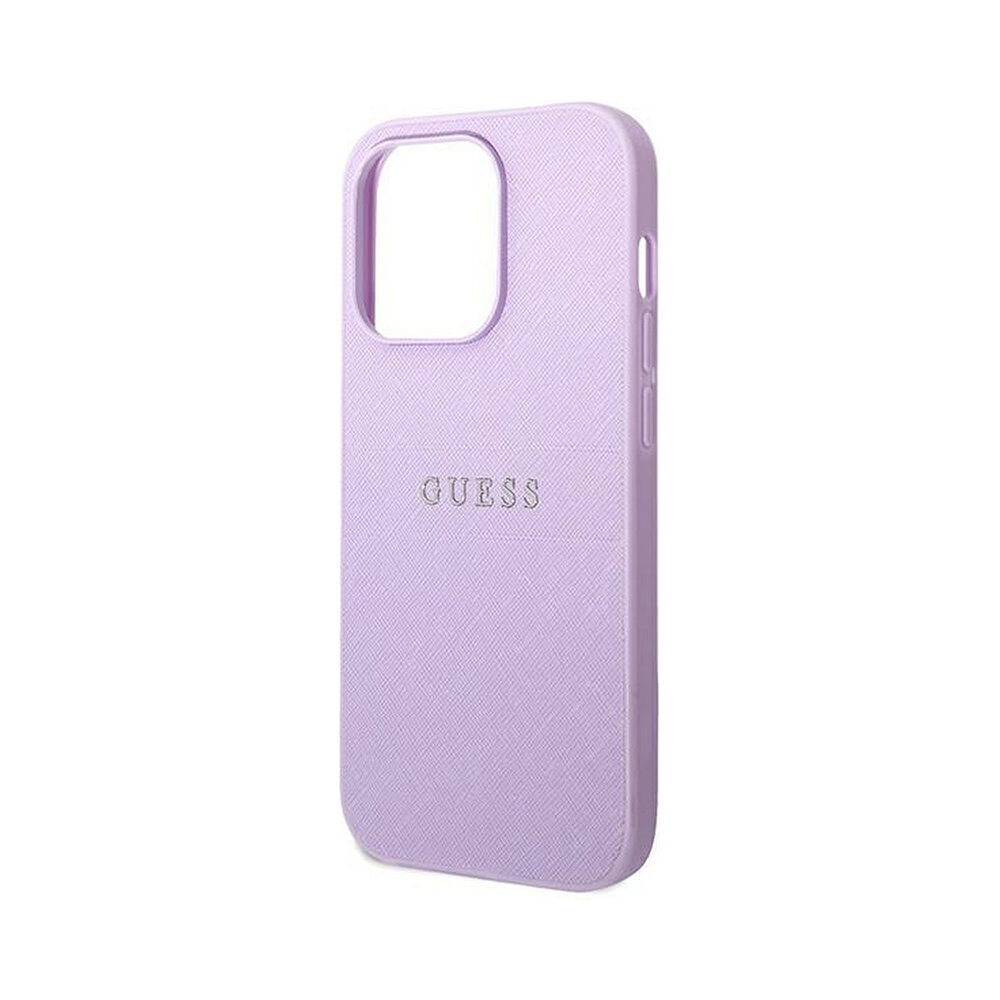 iPhone 14 Pro (6,1") Oriģinālais GUESS Saffiano Metal Logo futrālis — Violets цена и информация | Telefonu vāciņi, maciņi | 220.lv