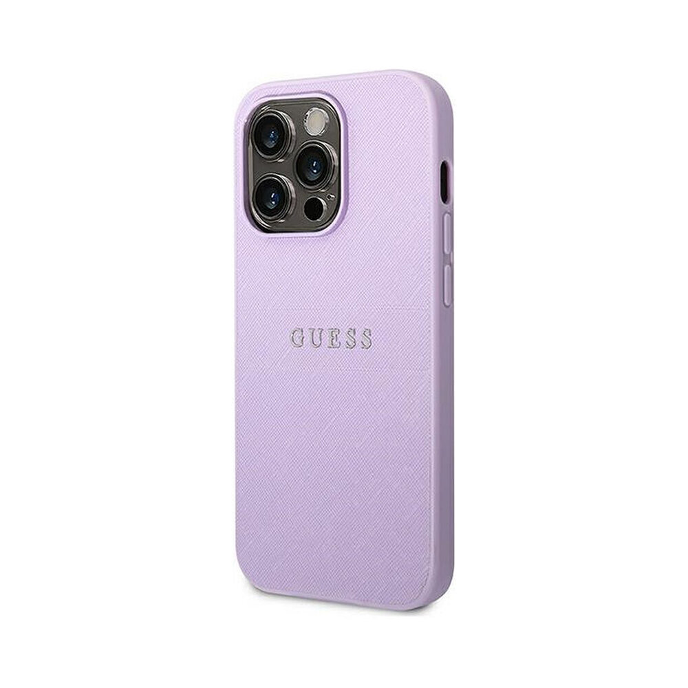 iPhone 14 Pro (6,1") Oriģinālais GUESS Saffiano Metal Logo futrālis — Violets цена и информация | Telefonu vāciņi, maciņi | 220.lv