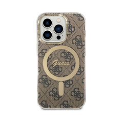 Оригинальный чехол GUESS 4G Gold Logo + Зарядное устройство MagSafe для iPhone 14 Pro (6,1″) — Коричневый цена и информация | Чехлы для телефонов | 220.lv