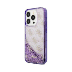 iPhone 14 (6,1") Oriģinālais GUESS Liquid Glitter 4G futrālis — Caurspīdīgs/Violets cena un informācija | Telefonu vāciņi, maciņi | 220.lv