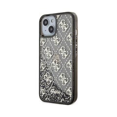 iPhone 14 (6,1") Oriģinālais GUESS Liquid Glitter 4G futrālis — Caurspīdīgs/Melns cena un informācija | Telefonu vāciņi, maciņi | 220.lv