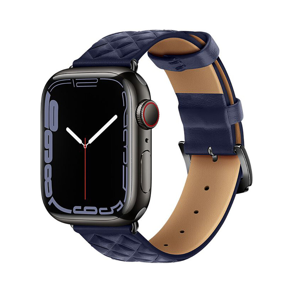 Apple Watch HOCO Elegant ādas siksniņa – zila 42/44/45/49 mm cena un informācija | Viedpulksteņu un viedo aproču aksesuāri | 220.lv