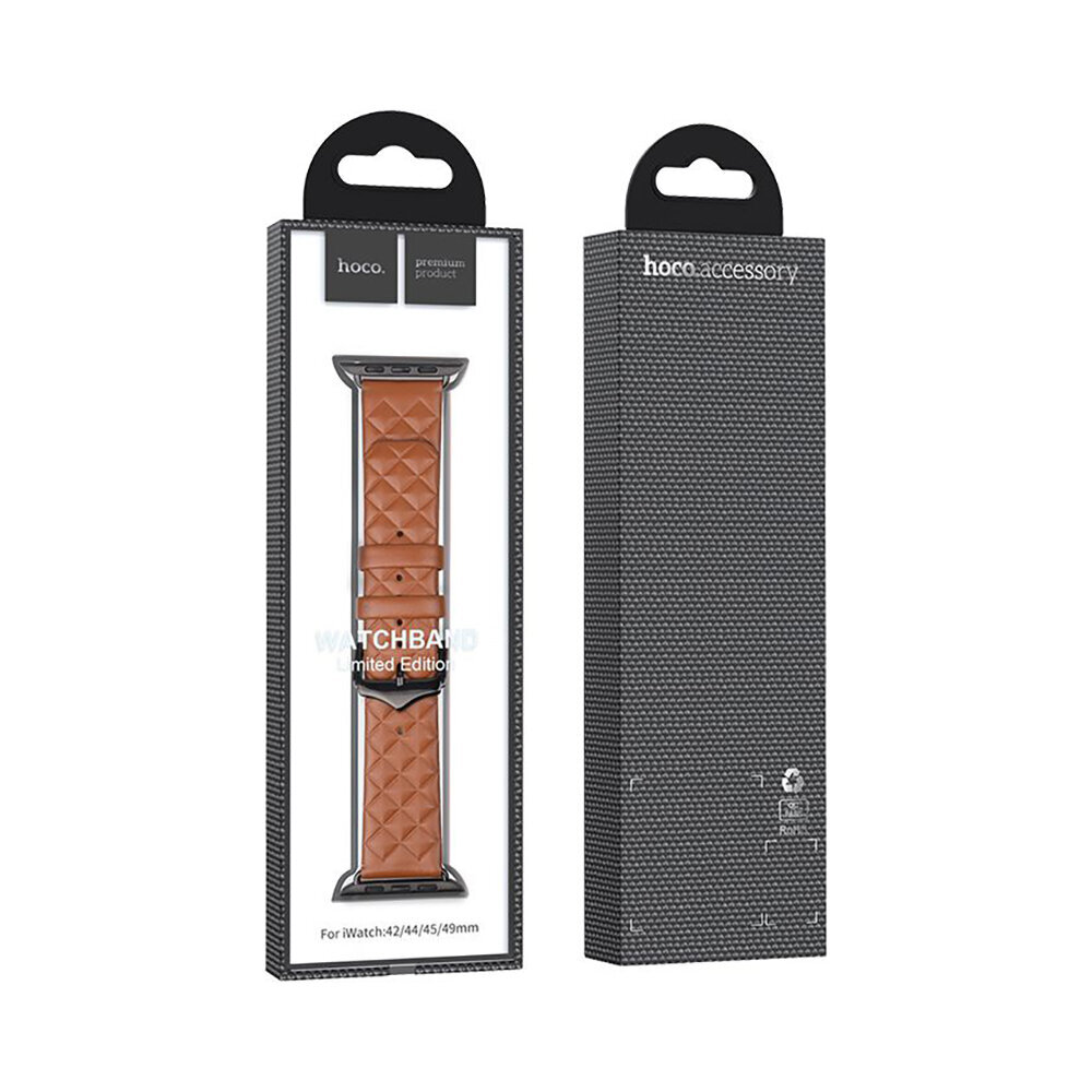 Apple Watch HOCO Elegant ādas siksniņa – Oranža 38/40/41 mm цена и информация | Viedpulksteņu un viedo aproču aksesuāri | 220.lv