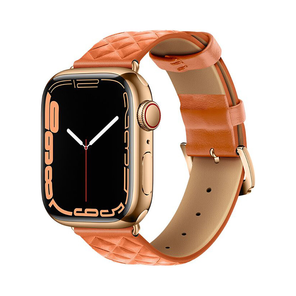 Apple Watch HOCO Elegant ādas siksniņa – Oranža 38/40/41 mm цена и информация | Viedpulksteņu un viedo aproču aksesuāri | 220.lv