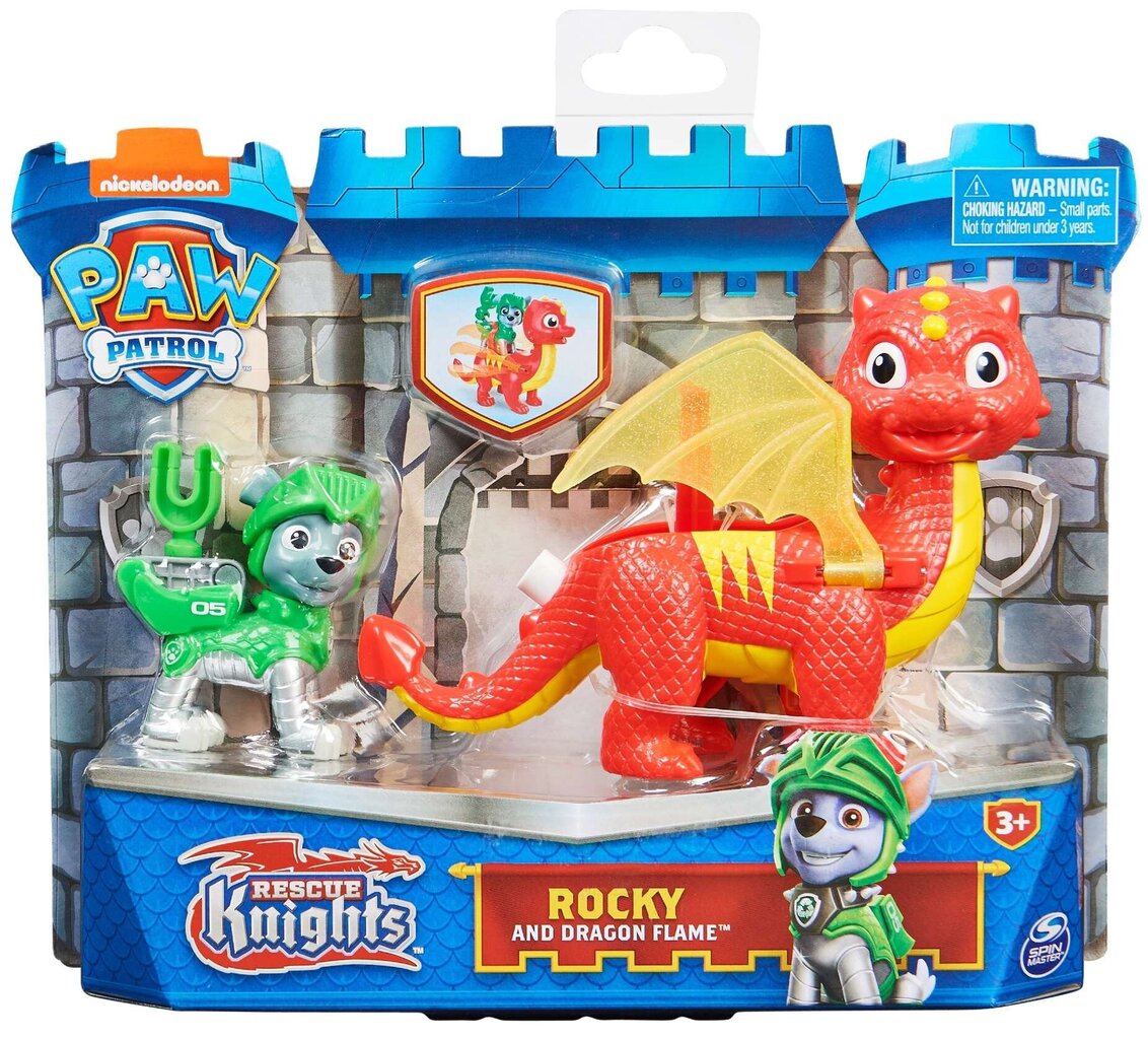 Rescue Knights Paw Patrol Rycerze 2 figūriņas Rocky i dūmu Flame цена и информация | Rotaļlietas zēniem | 220.lv