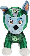 Plīša talismans Paw Patrol Rocky Aqua Pups, 18 cm cena un informācija | Mīkstās (plīša) rotaļlietas | 220.lv