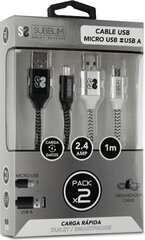 Subblim Kabelis Micro USB Subblim SUB-CAB-1MU001 1 m (2 gb.) цена и информация | Кабели для телефонов | 220.lv