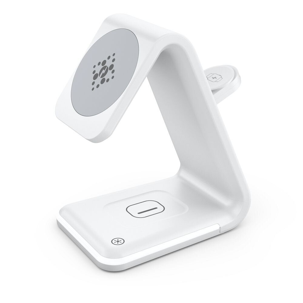 3in1 MagSafe Bezvadu lādētājs B17 iPhone + Apple Watch + AirPods (15W) - Balts cena un informācija | Lādētāji un adapteri | 220.lv
