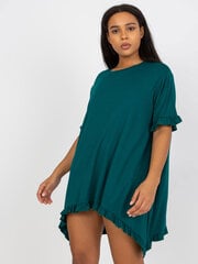 темно-зеленое мини-платье больших размеров с рюшами цена и информация | Платья | 220.lv
