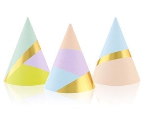 Papīra cepurītes pasteļkrāsās, 12 gab. cena un informācija | Svētku dekorācijas | 220.lv