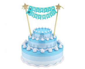 Украшение для торта, топпер для торта 25 см с надписью "Happy Birthday", 1 шт. цена и информация | Праздничные декорации | 220.lv