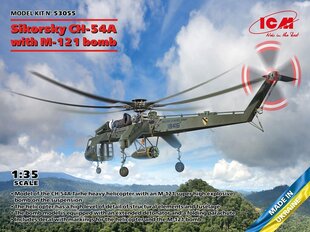 Līmējošais modelis ICM 53055 US Heavy Helicopter Sikorsky CH-54A with M-121 Bomb 1/35 cena un informācija | Līmējamie modeļi | 220.lv