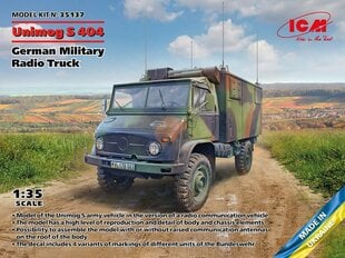 Līmējošais modelis ICM 35137 German Military Radio Truck Unimog S 404 1/35 цена и информация | Склеиваемые модели | 220.lv