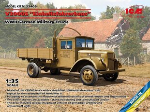 Līmējošais modelis ICM 35409 WWII German Military Truck V3000S Einheitsfahrerhaus 1/35 cena un informācija | Līmējamie modeļi | 220.lv