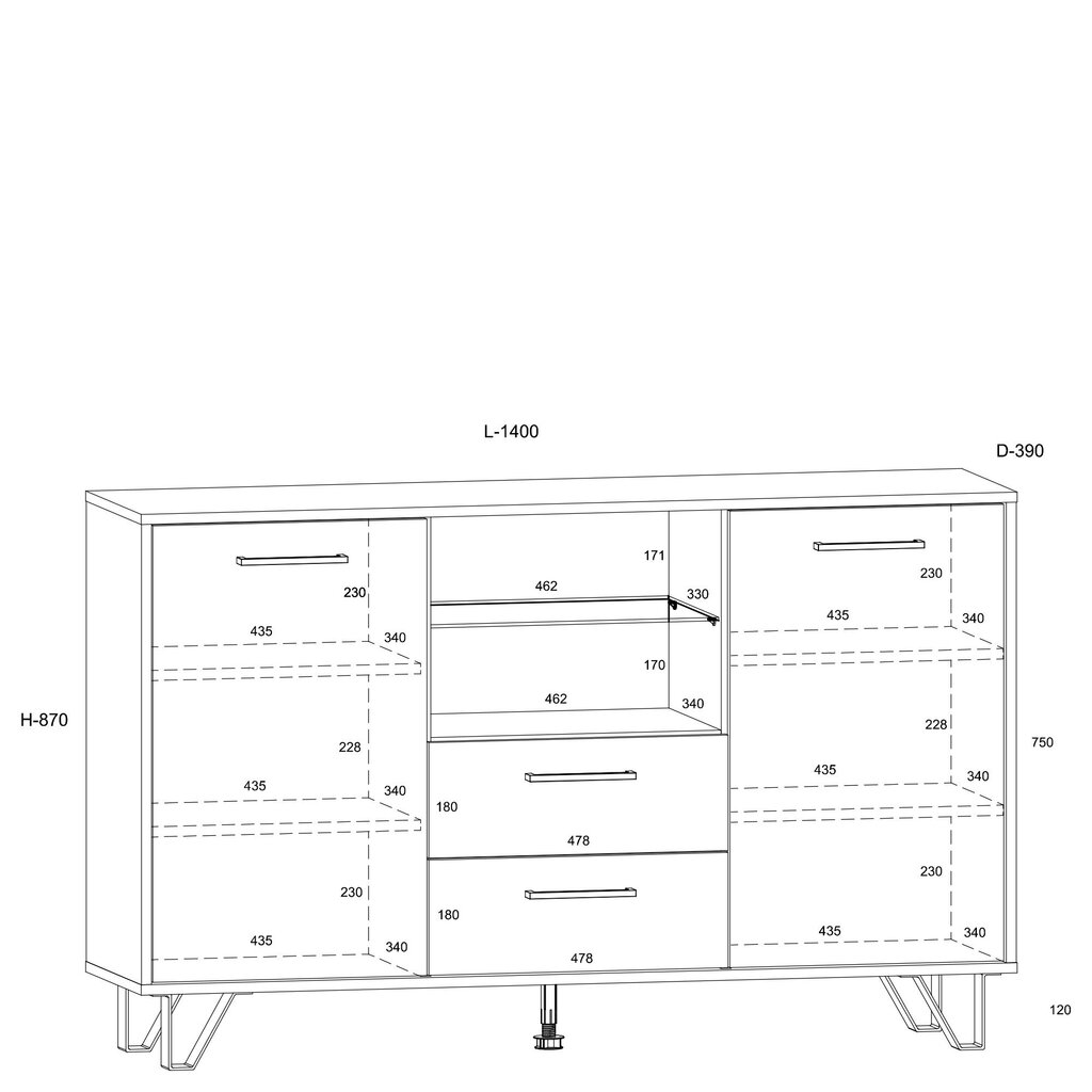 Kumode Boss - BOS-03 - 2D2S, balta/sonomas krāsa cena un informācija | Kumodes | 220.lv