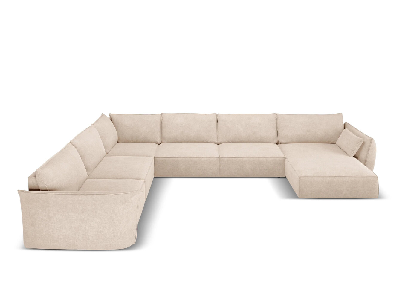 Panorāmas kreisās puses dīvāns Vanda, 8 sēdvietas, smilškrāsas цена и информация | Stūra dīvāni | 220.lv