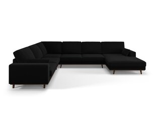 Panorāmas kreisās puses stūra samta dīvāns Hebe, 6 sēdvietas, melns cena un informācija | Stūra dīvāni | 220.lv