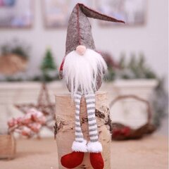 Leprechaun, sēdošs Ziemassvētku rūķis no pelēka plīša 50 cm cena un informācija | Ziemassvētku dekorācijas | 220.lv