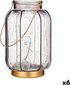 Gift Decor LED laterna Strīpas Pelēks Bronza Stikls 13,5 x 22 x 13,5 cm (6 gb.) cena un informācija | Sveces un svečturi | 220.lv