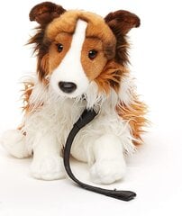 Plīša suns Kollijs ar pavadiņu, 25cm cena un informācija | Mīkstās (plīša) rotaļlietas | 220.lv