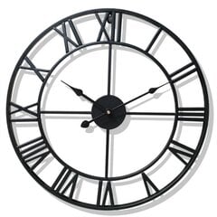 Sienas pulkstenis, liels metāla retro, melns 47 cm cena un informācija | Pulksteņi | 220.lv