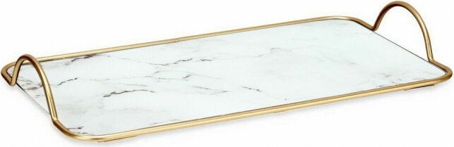 Gift Decor Paplāte Marmors Balts Bronza Metāls Stikls 35 x 4,5 x 20 cm (6 gb.) cena un informācija | Trauki, šķīvji, pusdienu servīzes | 220.lv