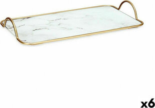 Gift Decor Paplāte Marmors Balts Bronza Metāls Stikls 35 x 4,5 x 20 cm (6 gb.) цена и информация | Посуда, тарелки, обеденные сервизы | 220.lv