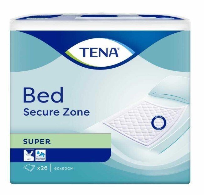 TENA Bed Sec. z. Super 60x90cm 26gab. цена и информация | Autiņbiksītes, higiēniskās paketes, vienreizlietojamie paladziņi pieaugušajiem | 220.lv