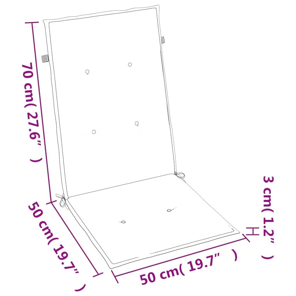 vidaXL dārza krēslu matrači, 2 gab., 120x50x3 cm, audums, rozā cena un informācija | Krēslu paliktņi | 220.lv