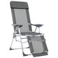 vidaXL salokāmi kempinga krēsli, kāju balsti, 2 gb., pelēks tekstilēns цена и информация | Dārza krēsli | 220.lv