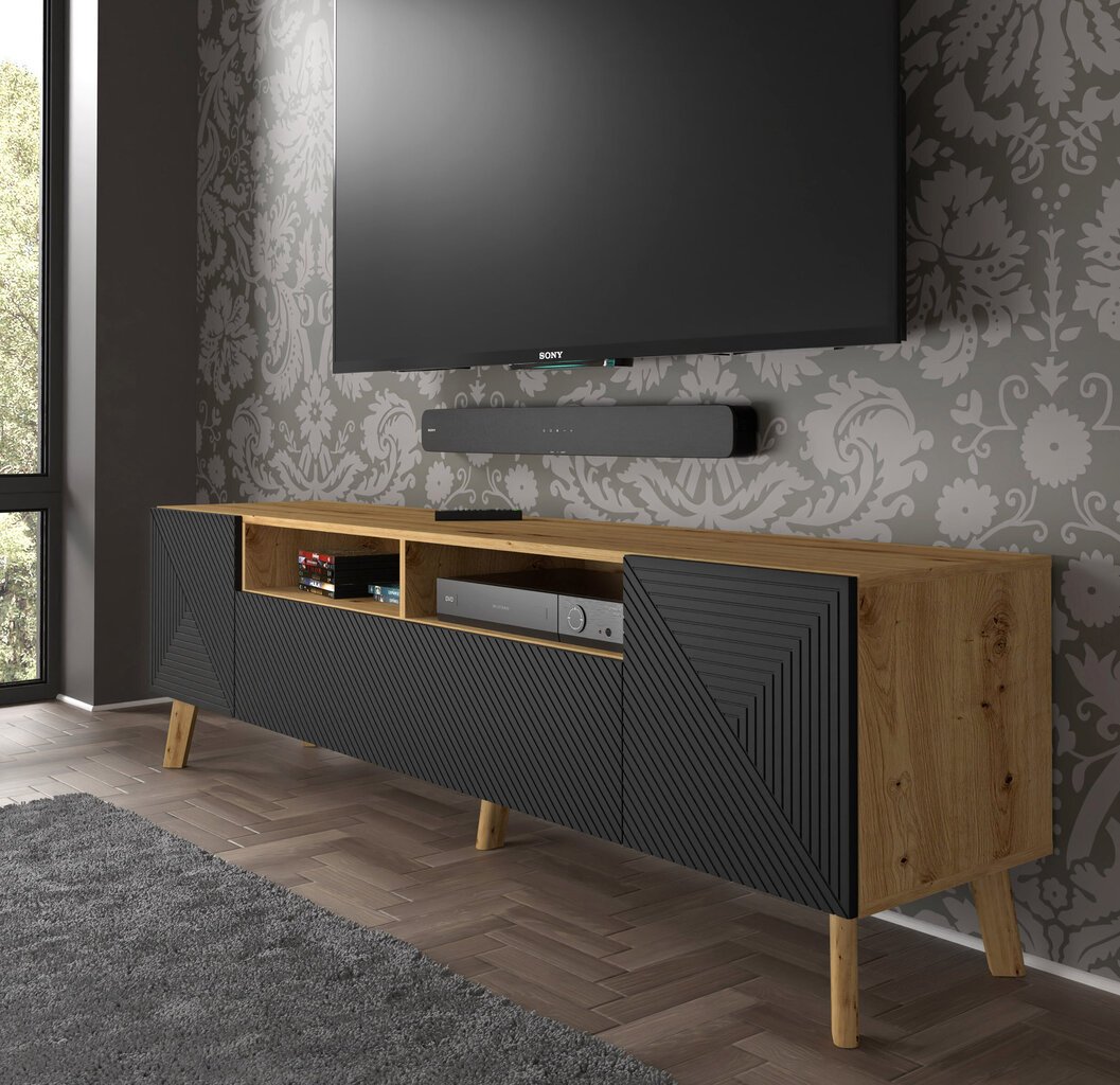 TV skapītis Akl Furniture Luxi, melns/brūns цена и информация | TV galdiņi | 220.lv