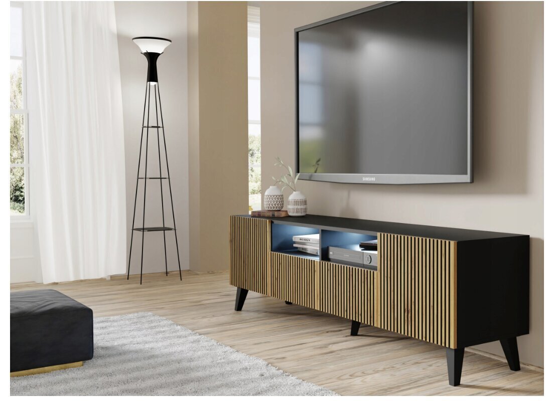 TV skapītis Akl Furniture Ravenna, brūns/melns cena un informācija | TV galdiņi | 220.lv