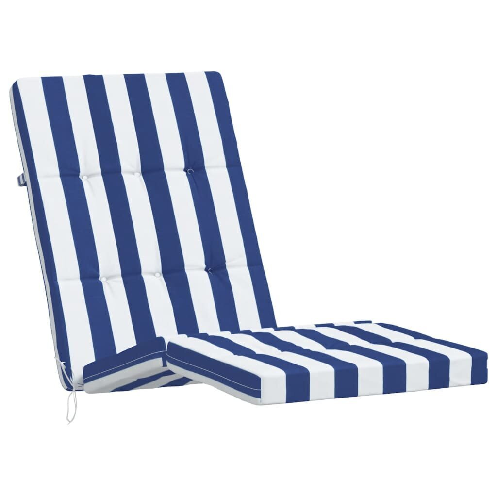 vidaXL krēslu spilveni, 2 gab., oksfordas audums, zili baltas svītras cena un informācija | Krēslu paliktņi | 220.lv