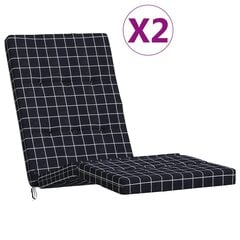 vidaXL krēslu spilveni, 2 gab., oksforda audums, melnas rūtis cena un informācija | Krēslu paliktņi | 220.lv