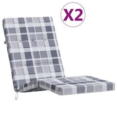 vidaXL krēslu spilveni, 2 gab., oksforda audums, pelēkas rūtis cena un informācija | Krēslu paliktņi | 220.lv